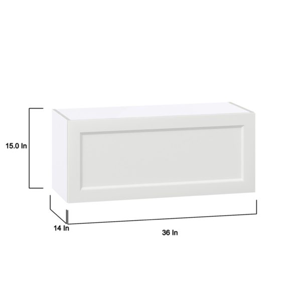 Magnolia Painted Bright White Recessed Assembled Wall Bridge  Cabinet with Lift Up Door (36 in. W x 15 in. H x 14 in. D)