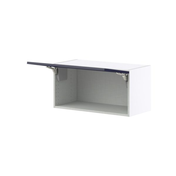 Camellia Painted Midnight Blue Assembled Wall Bridge  Cabinet with Lift Up Glass Door (30 in. W x 15 in. H x 14 in. D)