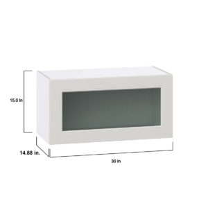 Wisteria Painted Light Gray  Assembled Wall Bridge  Cabinet with Lift Up Glass Door (30 in. W x 15 in. H x 14 in. D)