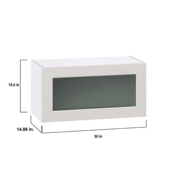 Wisteria Painted Light Gray  Assembled Wall Bridge  Cabinet with Lift Up Glass Door (30 in. W x 15 in. H x 14 in. D)