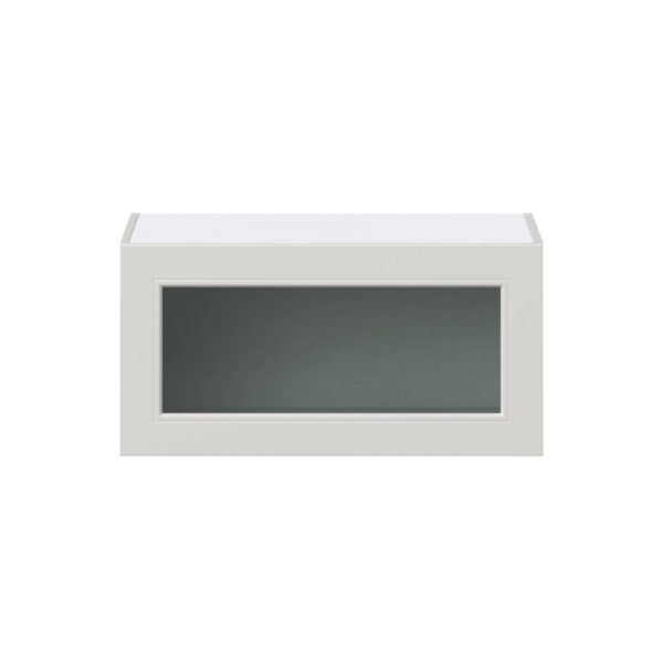 Wisteria Painted Light Gray  Assembled Wall Bridge  Cabinet with Lift Up Glass Door (30 in. W x 15 in. H x 14 in. D)