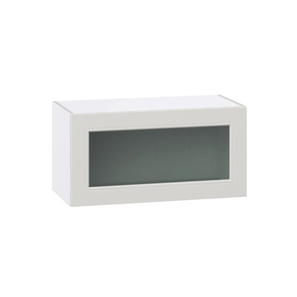 Wisteria Painted Light Gray  Assembled Wall Bridge  Cabinet with Lift Up Glass Door (30 in. W x 15 in. H x 14 in. D)