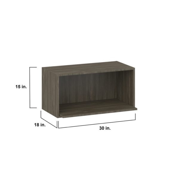 Cordyline Textured Slab Walnut Assembled Wall Microwave Shelf  Cabinet (30 in. W X 15 in. H X 14 in. D)