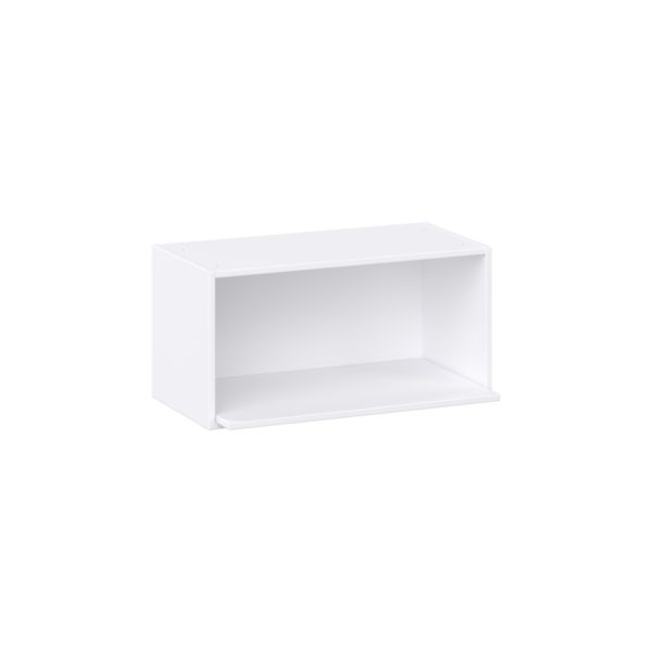 Lily Bright White  Slab Assembled Wall Microwave Shelf  Cabinet (30 in. W X 15 in. H X 14 in. D)