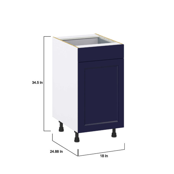 Camellia Painted Midnight Blue Recessed Assembled Base Cabinet With a Pull Out (18 in. W x 34.5 in. H x 24 in. D)