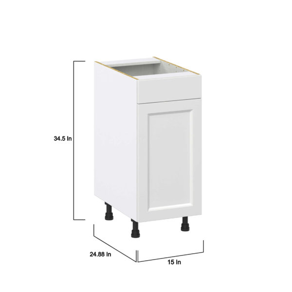 Magnolia Painted Bright White Recessed Assembled Base Cabinet With a Pull Out (15 in. W x 34.5 in. H x 24 in. D)