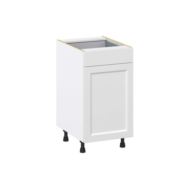 Magnolia Painted Bright White Recessed Assembled Base Cabinet With a Pull Out (18 in. W x 34.5 in. H x 24 in. D)