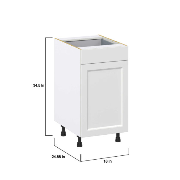 Magnolia Painted Bright White Recessed Assembled Base Cabinet With a Pull Out (18 in. W x 34.5 in. H x 24 in. D)