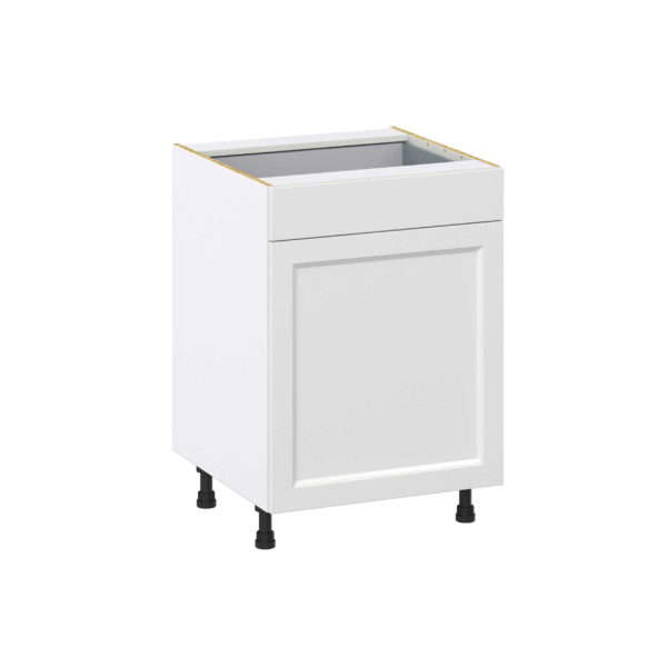 Magnolia Painted Bright White Recessed Assembled Base Cabinet With a Pull Out (24 in. W x 34.5 in. H x 24 in. D)