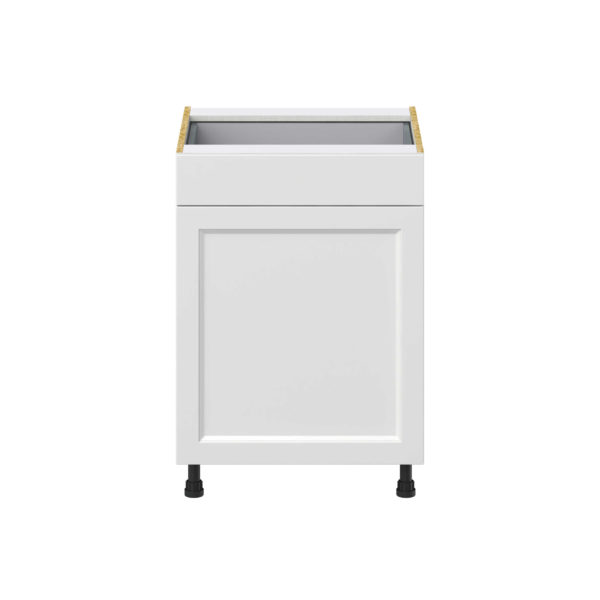 Magnolia Painted Bright White Recessed Assembled Base Cabinet With a Pull Out (24 in. W x 34.5 in. H x 24 in. D)