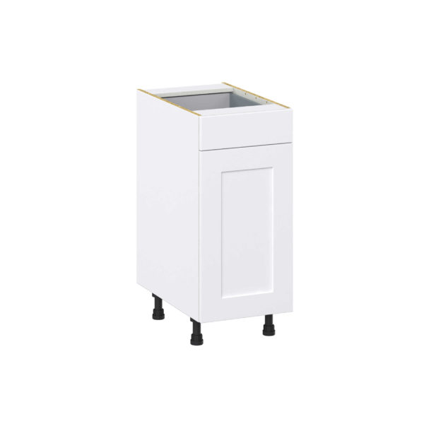 Jasmine Painted Warm White  Shaker Assembled Base Cabinet With a Pull Out (15 in. W x 34.5 in. H x 24 in. D)