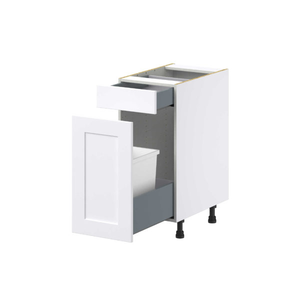 Jasmine Painted Warm White  Shaker Assembled Base Cabinet With a Pull Out (15 in. W x 34.5 in. H x 24 in. D)