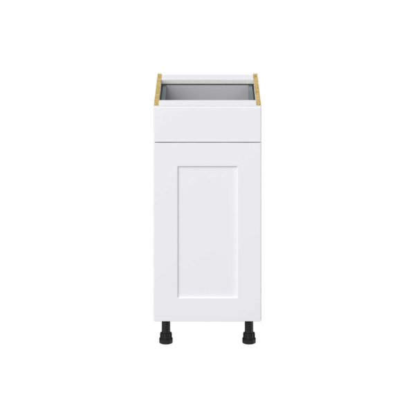 Jasmine Painted Warm White  Shaker Assembled Base Cabinet With a Pull Out (15 in. W x 34.5 in. H x 24 in. D)