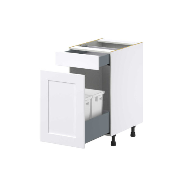 Jasmine Painted Warm White  Shaker Assembled Base Cabinet With a Pull Out (18 in. W x 34.5 in. H x 24 in. D)