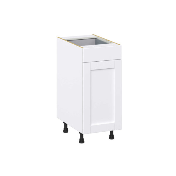 Dahlia Bright White  Shaker Assembled Base Cabinet With a Pull Out (15 in. W x 34.5 in. H x 24 in. D)