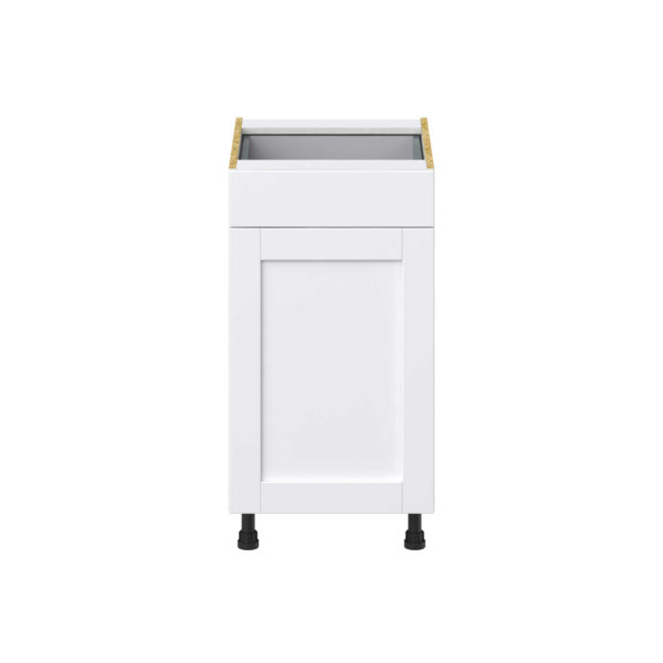 Dahlia Bright White  Shaker Assembled Base Cabinet With a Pull Out (18 in. W x 34.5 in. H x 24 in. D)