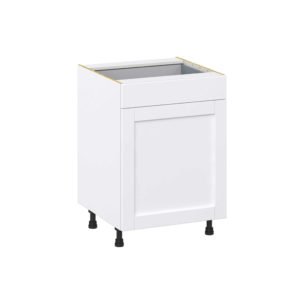 Dahlia Bright White  Shaker Assembled Base Cabinet With a Pull Out (24 in. W x 34.5 in. H x 24 in. D)