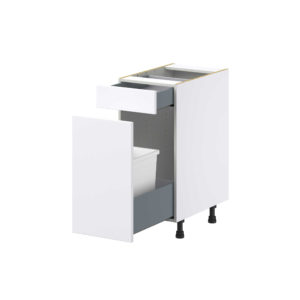 Lily Bright White  Slab Assembled Base Cabinet With a Pull Out (15 in. W x 34.5 in. H x 24 in. D)