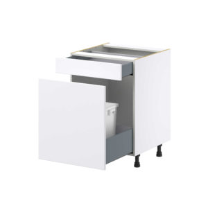 Lily Bright White  Slab Assembled Base Cabinet With a Pull Out (24 in. W x 34.5 in. H x 24 in. D)