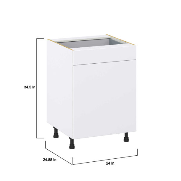 Lily Bright White  Slab Assembled Base Cabinet With a Pull Out (24 in. W x 34.5 in. H x 24 in. D)