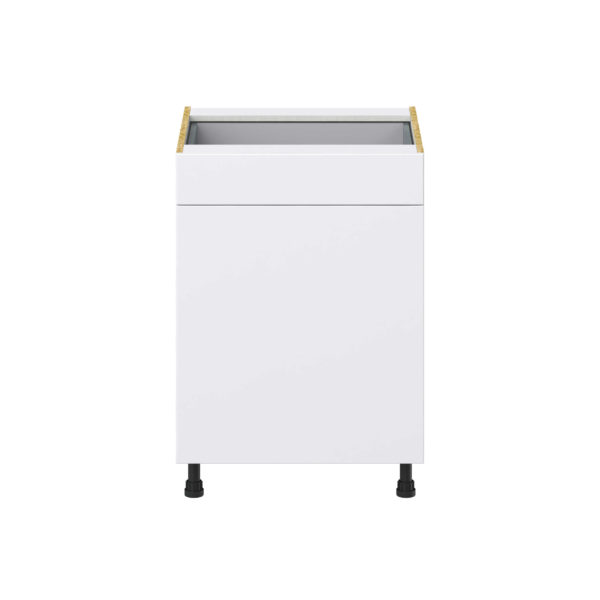 Lily Bright White  Slab Assembled Base Cabinet With a Pull Out (24 in. W x 34.5 in. H x 24 in. D)