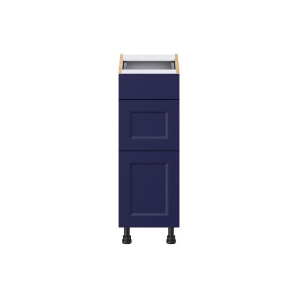 Camellia Painted Midnight Blue Recessed Assembled 12 in. W x 34.5 in. H x 21 in. D Vanity Drawer Base Cabinet with 3 Drawers