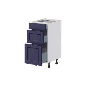 Camellia Painted Midnight Blue Recessed Assembled 15 in. W x 34.5 in. H x 21 in. D Vanity Drawer Base Cabinet with 3 Drawers