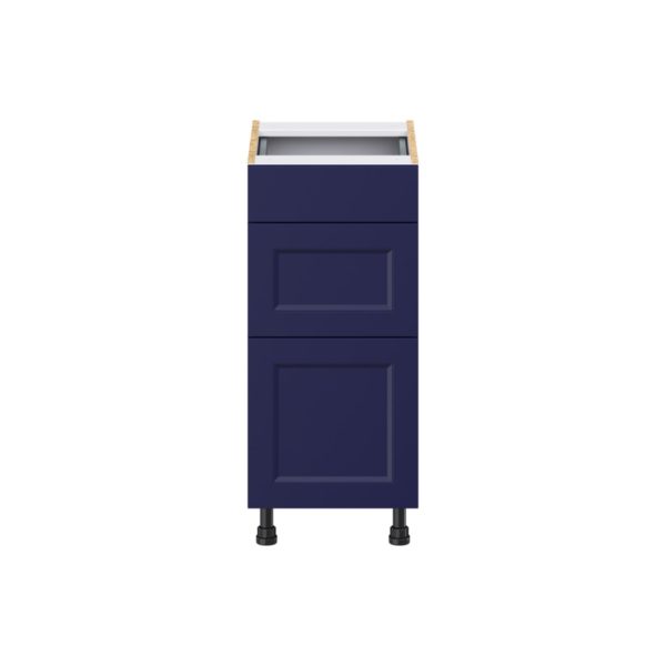 Camellia Painted Midnight Blue Recessed Assembled 15 in. W x 34.5 in. H x 21 in. D Vanity Drawer Base Cabinet with 3 Drawers