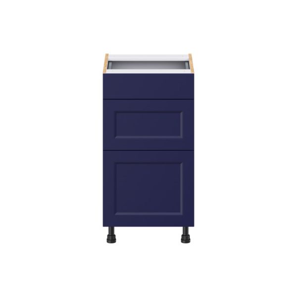 Camellia Painted Midnight Blue Recessed Assembled 18 in. W x 34.5 in. H x 21 in. D Vanity Drawer Base Cabinet with 3 Drawers