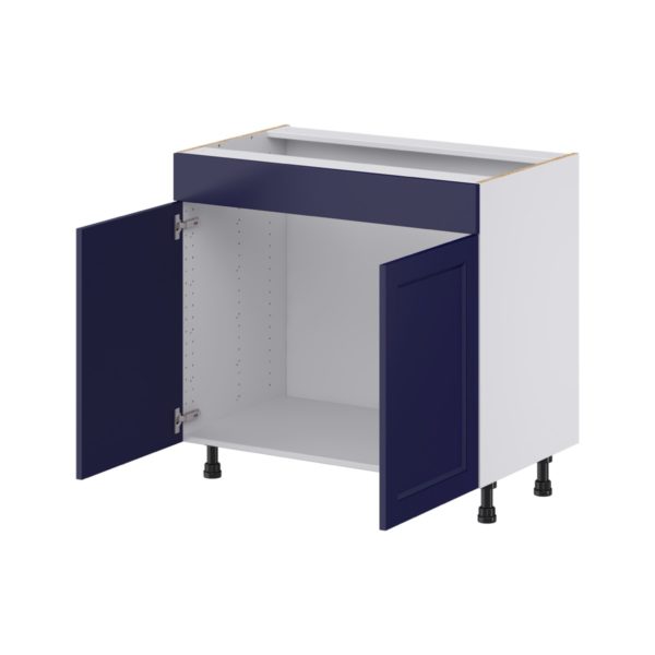 Camellia Painted Midnight Blue Recessed Assembled 36 in. W x 34.5 in.H x 21 in. D Vanity Sink Base Cabinet with False Front