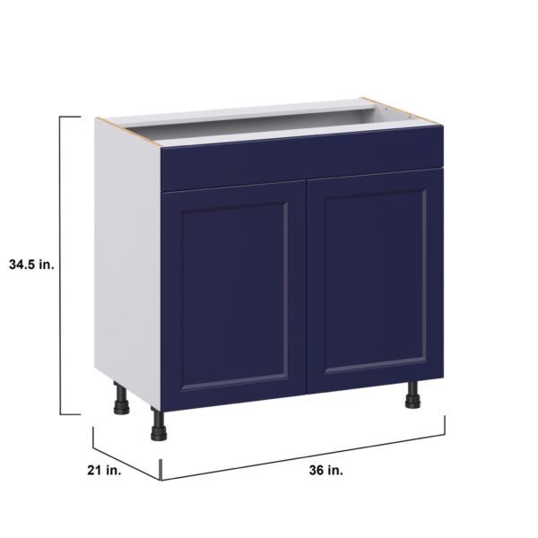 Camellia Painted Midnight Blue Recessed Assembled 36 in. W x 34.5 in.H x 21 in. D Vanity Sink Base Cabinet with False Front