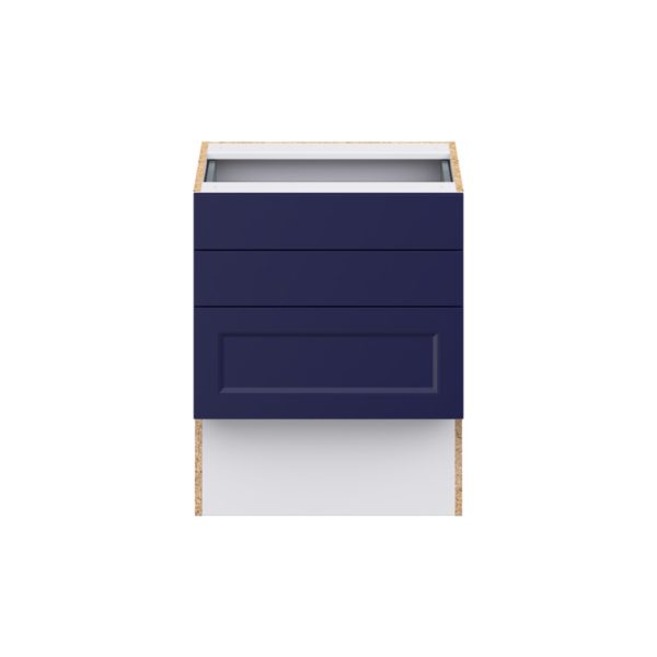 Camellia Painted Midnight Blue Recessed Assembled 24 in. W x 30 in. H x 21 in. D Vanity ADA Drawer Base Cabinet with 3 Drawers