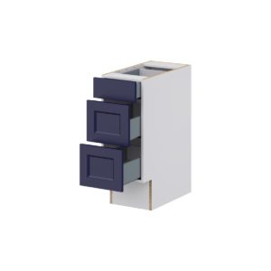 Camellia Painted Midnight Blue Recessed Assembled 12 in. W x 32.5 in. H x 24 in. D ADA Drawer Base Cabinet with 3 Drawers