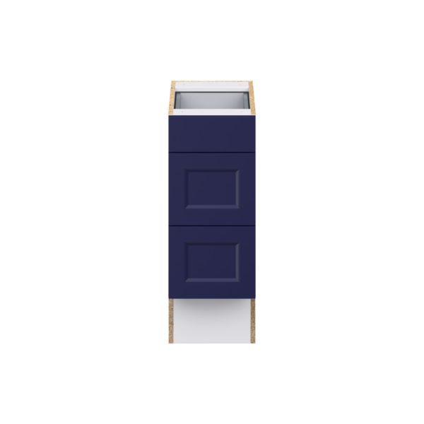 Camellia Painted Midnight Blue Recessed Assembled 12 in. W x 32.5 in. H x 24 in. D ADA Drawer Base Cabinet with 3 Drawers