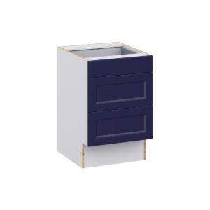 Camellia Painted Midnight Blue Recessed Assembled 21 in. W x 32.5 in. H x 24 in. D ADA Drawer Base Cabinet with 3 Drawers