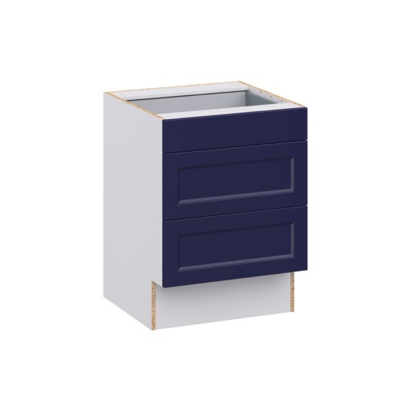 Camellia Painted Midnight Blue Recessed Assembled 24 in. W x 32.5 in. H x 24 in. D ADA Drawer Base Cabinet with 3 Drawers