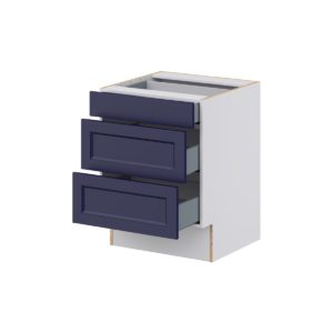 Camellia Painted Midnight Blue Recessed Assembled 24 in. W x 32.5 in. H x 24 in. D ADA Drawer Base Cabinet with 3 Drawers