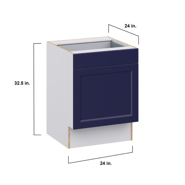 Camellia Painted Midnight Blue Recessed Assembled 24 in. W x 32.5 in. H x 24 in. D Accessible ADA Base Cabinet with 1 Drawer