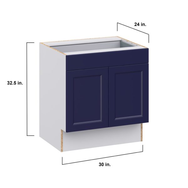 Camellia Painted Midnight Blue Recessed Assembled 30 in. W x 32.5 in. H x 24 in. D Accessible ADA Base Cabinet with 1 Drawer