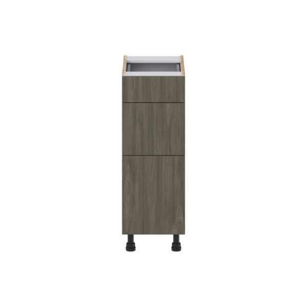 Cordyline Textured Slab Walnut Assembled 12 in. W x 34.5 in. H x 21 in. D Vanity Drawer Base Cabinet with 3 Drawers