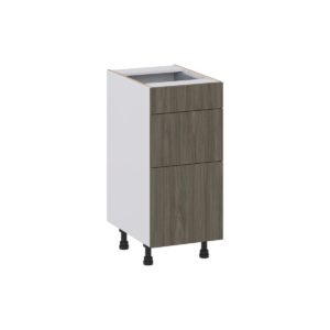 Cordyline Textured Slab Walnut Assembled 15 in. W x 34.5 in. H x 21 in. D Vanity Drawer Base Cabinet with 3 Drawers