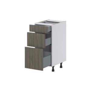 Cordyline Textured Slab Walnut Assembled 15 in. W x 34.5 in. H x 21 in. D Vanity Drawer Base Cabinet with 3 Drawers