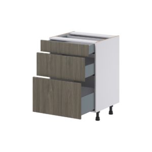 Cordyline Textured Slab Walnut Assembled 24 in. W x 34.5 in. H x 21 in. D Vanity Drawer Base Cabinet with 3 Drawers