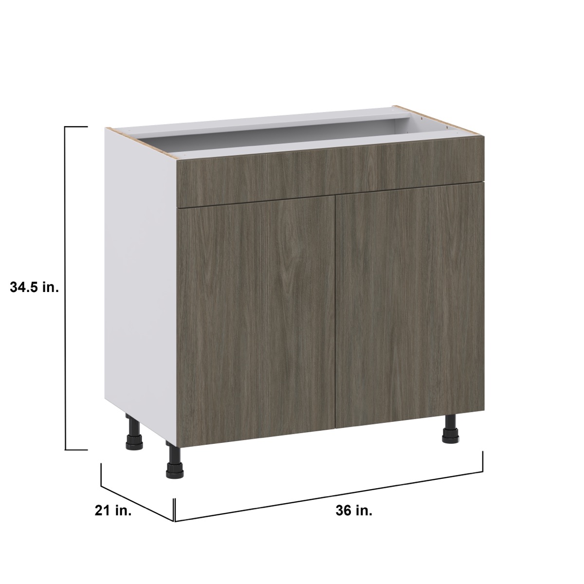 Cordyline Textured Slab Walnut Assembled 36 in. W x 34.5 in.H x 21 in. D Vanity Sink Base Cabinet with False Front