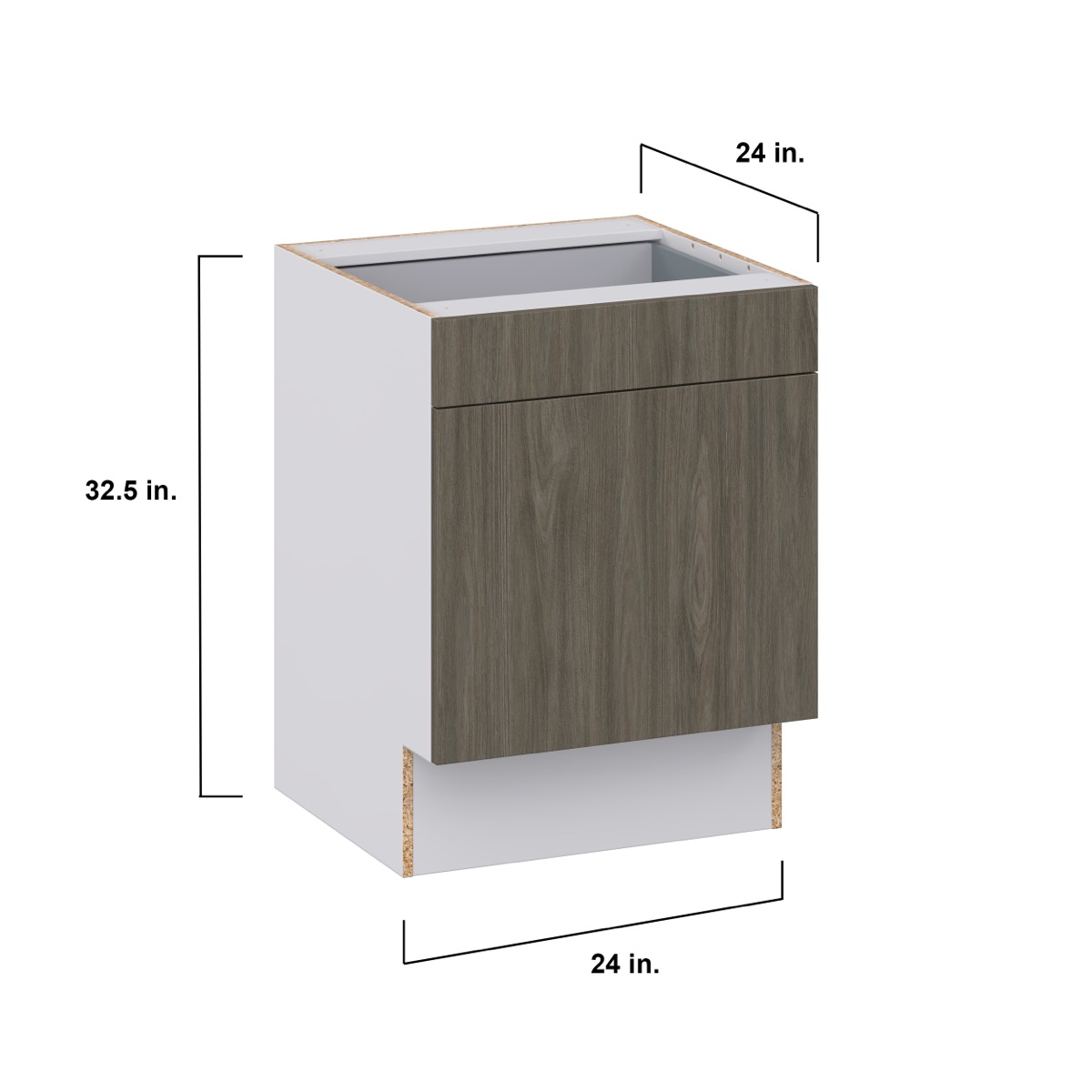 Cordyline Textured Slab Walnut Assembled 24 in. W x 32.5 in. H x 24 in. D Accessible ADA Base Cabinet with 1 Drawer
