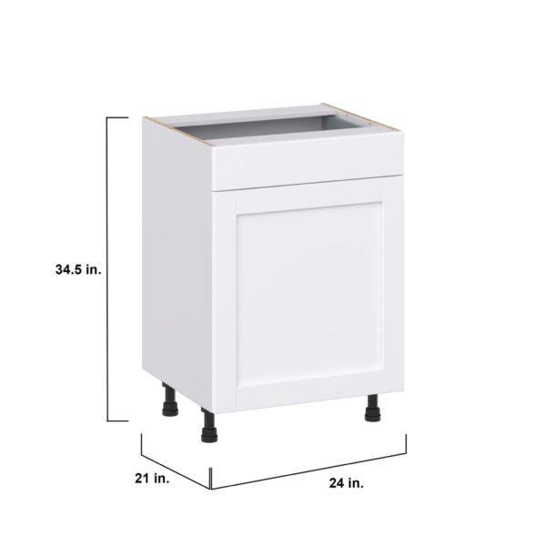 Dahlia Bright White Shaker Assembled 24 in. W x 34.5 in. H x 21 in. D Vanity Base Cabinet with 1 Drawer