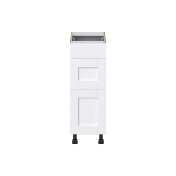 Dahlia Bright White Shaker Assembled 12 in. W x 34.5 in. H x 21 in. D Vanity Drawer Base Cabinet with 3 Drawers