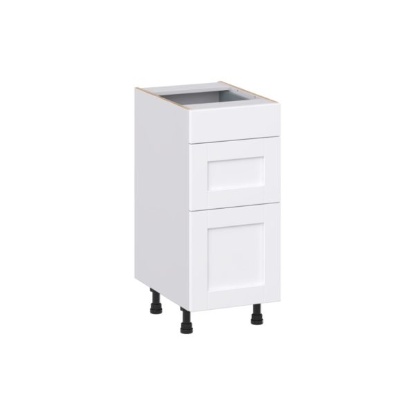 Dahlia Bright White Shaker Assembled 15 in. W x 34.5 in. H x 21 in. D Vanity Drawer Base Cabinet with 3 Drawers