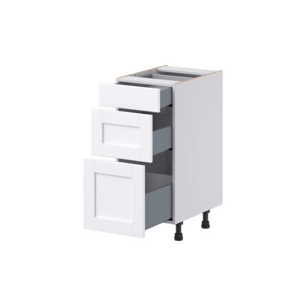 Dahlia Bright White Shaker Assembled 15 in. W x 34.5 in. H x 21 in. D Vanity Drawer Base Cabinet with 3 Drawers