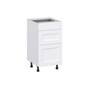 Dahlia Bright White Shaker Assembled 18 in. W x 34.5 in. H x 21 in. D Vanity Drawer Base Cabinet with 3 Drawers